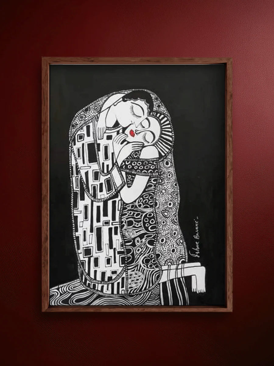 The Kiss in Madhubani by Izhar Ansari
