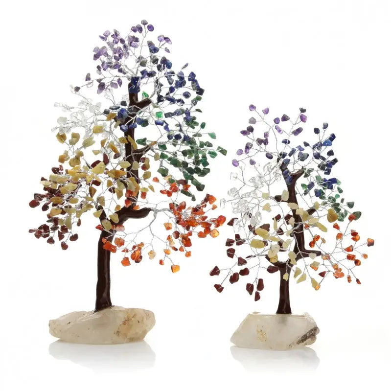 Tree with Chakra Stones and Quartz Base