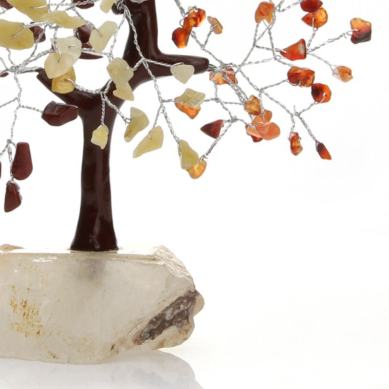Tree with Chakra Stones and Quartz Base