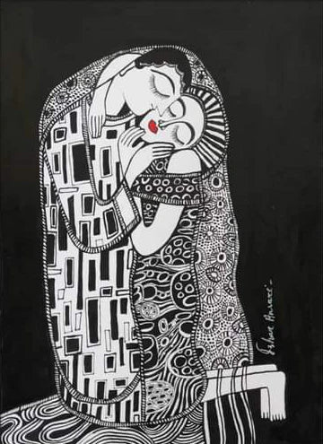 The Kiss in Madhubani by Izhar Ansari