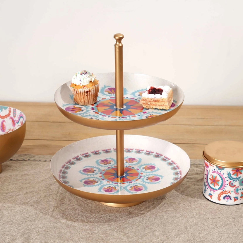 Elegant 2-Tier Cake Stand For Weddings & Parties
