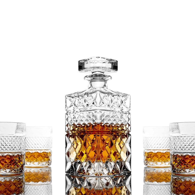 Whiskey Decanter with Glasses & Chilling Stones Gift Set