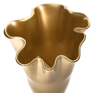 Wavy Glass Vase, Gold Metallic Glass Vase, Decoration